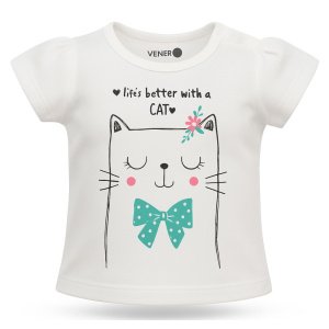 T-shirt Μπλουζάκι Life Better with a Cat Venere White