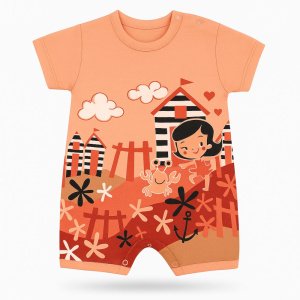 Φορμάκι Κοντομάνικο Summer Girl & Crub Beboulino Orange