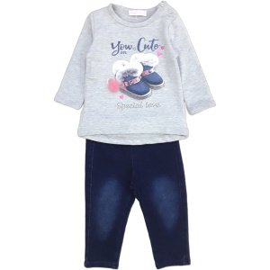 Μπλούζα Μακρυμάνικη με Jean Παντελόνι Grey Boots