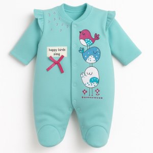 Βρεφικό Φορμάκι Μακρυμάνικο Happy Birds Beboulino Mint