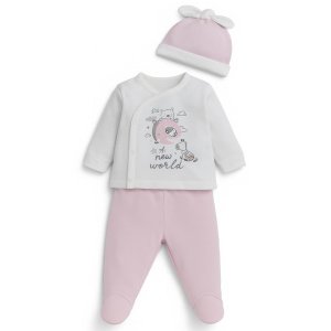 Σετ Νεογέννητου με Σκουφάκι New World Beboulino Pink