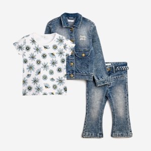 Σετ Παιδικό με Jacket 3τμχ White Allover Blue Jean Funky