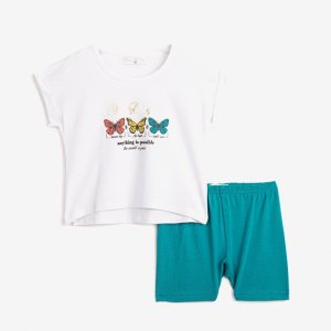 Μπλούζα με Σορτσάκι White Tropican Green Funky