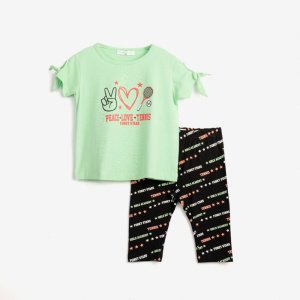 Μπλούζα με Κολάν Καπρι Spring Green Black Allover Funky