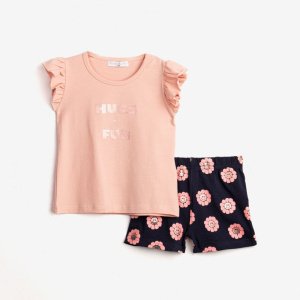 Μπλούζα και Σορτσάκι Ροζ Σομόν Μπλέ Allover Funky