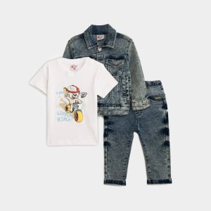 Βρεφικό Σετ Jean Light Blue White Funky