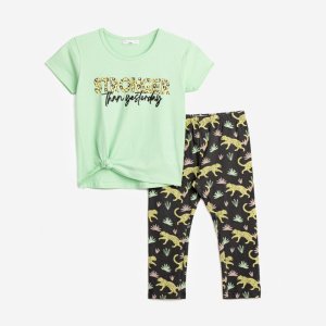Μπλουζάκι και Κολάν Κάπρι Spring Green Carbon Allover Funky