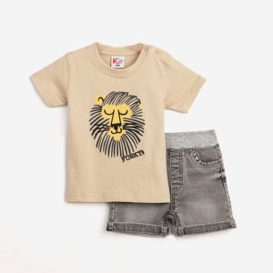 Μπλουζάκι με Βερμούδα Άμμος Γκρι Jeans Funky