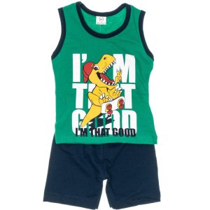 Σετ Μπλούζα Αμάνικη με Σορτσάκι I’m That Good in Green Baby May’s