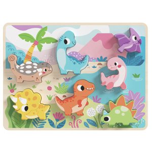 Puzzle Σφηνώματα 8τμχ Ξύλινο Chunky Δεινόσαυροι Tooky Toys TH