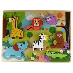 Puzzle Σφηνώματα 8τμχ Ξύλινο Chunky Ζώα Ζούγκλας Tooky Toys TH