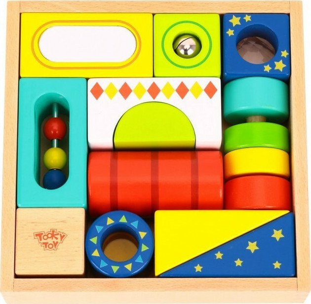 Τουβλάκια Δραστηριοτήτων Ξύλινα 13τμχ Tooky Toys Multifunction Block TL - Image 2