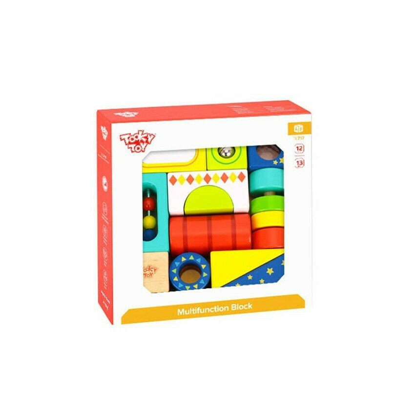 Τουβλάκια Δραστηριοτήτων Ξύλινα 13τμχ Tooky Toys Multifunction Block TL - Image 3