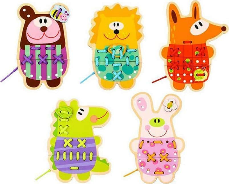 Ζωάκια με Νήματα από Ξύλο Tooky Toys TL