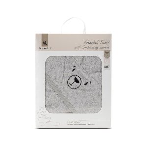 Πετσέτα με Κουκούλα και Κεντημένο Σχέδιο One size Lorelli Soft Grey