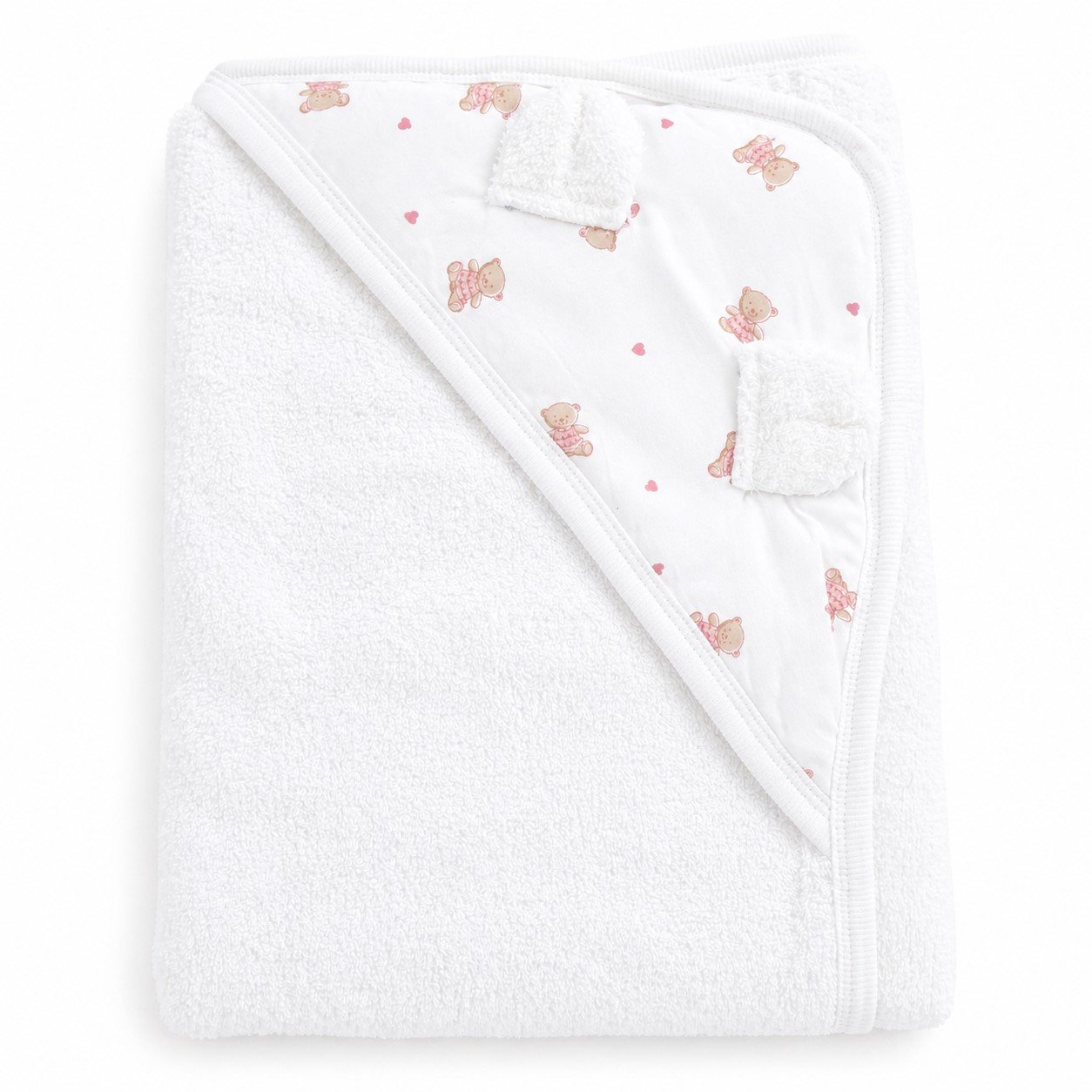 Μπουρνουζοπετσέτα 75x75cm Small Bear White Pink